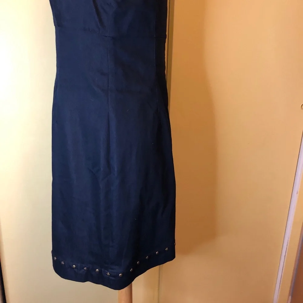 Betsey Johnson Dark Blue Denim Dress. Stud accents . Cap Sleeves. - Picture 5 of 9